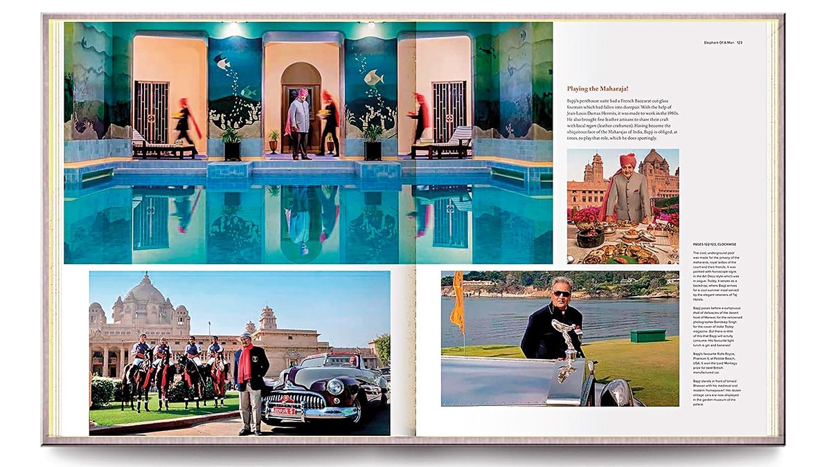 LIFE OF ROYALTY: A spread from the book depicting various moments from the life of Gaj Singh II