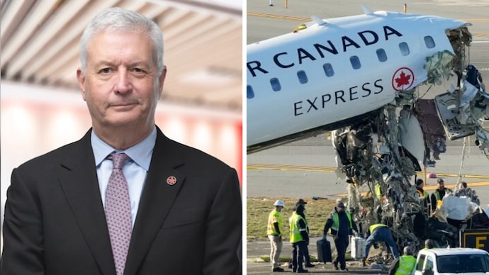 Air Canada CEO Michael Rousseau (Left) and Air Canada regional jet accident at New York’s LaGuardia Airport (Right) Air Canada CEO Michael Rousseau (Left) and Air Canada regional jet accident at New York’s LaGuardia Airport (Right)