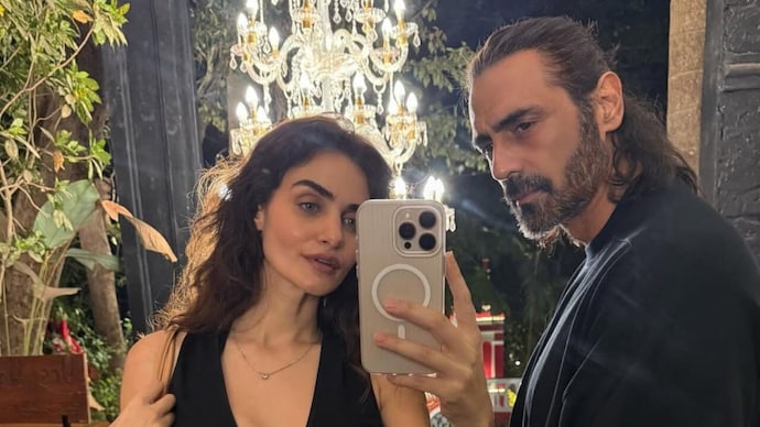 Gabriella Demetriades and Arjun Rampal in frame. (Photo: Instagram/gabriellademetriades)