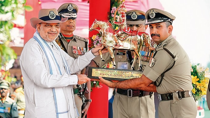 A MAJOR FORCE: Union home minister Amit Shah at the BSF’s diamond jubilee celebrations in Bhuj, Gujarat, Nov. 2025.