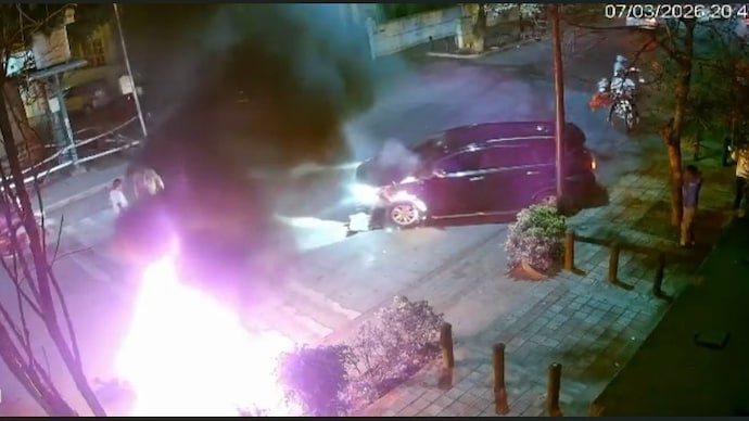 Car rams bike in Bengaluru, drags it on the road