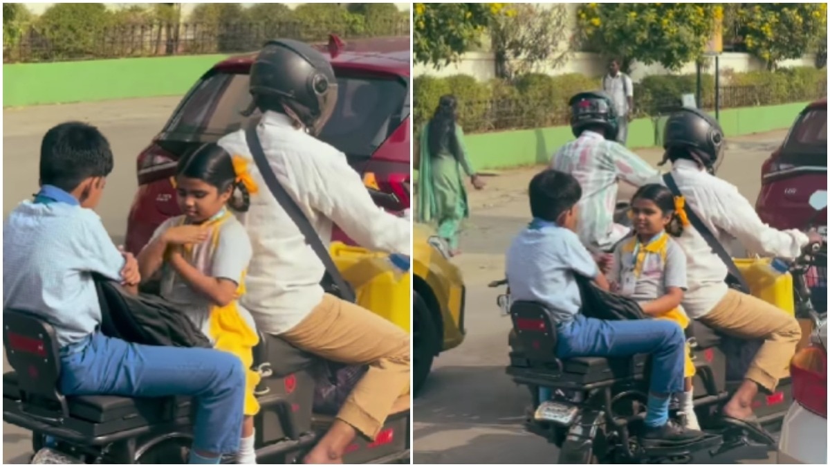 Chennai Man Rides Bike as Kids Play on Rear Seat - Video Viral