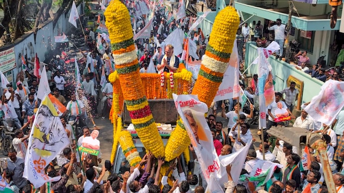 Congress candidate from Muthialpet constituency, Malladi Krishna Rao, during a rally for Puducherry Assembly elections. (Photo: PTI) Congress candidate from Muthialpet constituency, Malladi Krishna Rao, during a rally for Puducherry Assembly elections. (Photo: PTI)