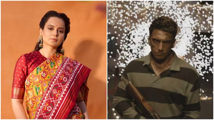 Kangana Ranaut (left) speaks at the opening ceremony of the International Film Festival of Delhi; Ranveer Singh (right) in Dhurandhar The Revenge. Dhurandhar 2 is the picture of new India: Kangana Ranaut at IFFD 2026