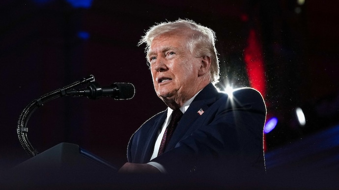 US President Donald Trump speaks during the Republican Congressional Committee (NRCC) annual fundraising dinner in Washington DC. (Reuters)