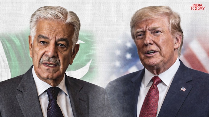 India Today Digital/AP/Reuters) Khawaja Asif and Donald Trump