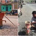 Hand pump in middle of road in UP's Mirzapur Hand pump in middle of road in UP's Mirzapur