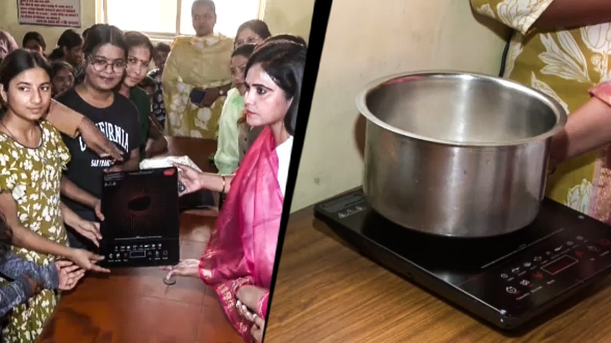 Gas crisis bites, Congress hands out induction cooktop at Bhopal girls' hostel