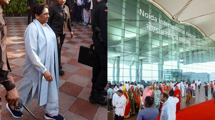 Ex-UP CM Mayamwati claimed the erstwhile Congress-led Centre created hurdles in the Jewar airport projects. (Photos: PTI) Mayawati