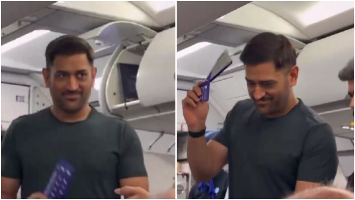 MS Dhoni Spotted on Flight, Fans Cheer Wildly