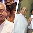 Nitish Kumar resigns from Bihar legislature (Left), Sanjay Gandhi holding his resignation (Right) Nitish Kumar resigns from Bihar legislature (Left), Sanjay Gandhi holding his resignation (Right)