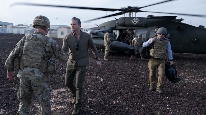 US Defence Secretary Pete Hegseth meets American ground forces during a secret visit to the Middle East last weekend. (Photo: X/@SecWar)