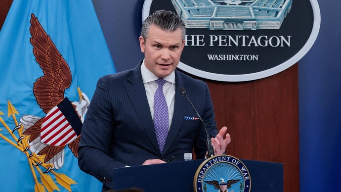 US Defence Secretary Pete Hegseth addresses a briefing at the Pentagon in Washington DC on Tuesday amid the US-Israeli conflict with Iran. (Photo: Reuters)