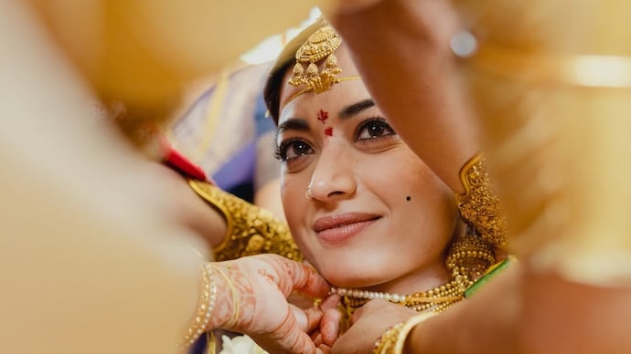 Rashmika Mandanna shared her reaction to a viral post on her marriage with Vijay Deverakonda. (Credit: Instagram/@vijaydeverakonda) Rashmika Mandanna