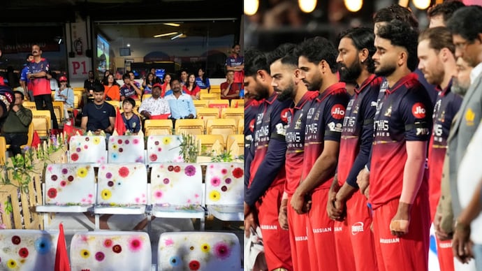 RCB pays tribute to stampede victims with one-minute silence before IPL 2026 opener. Courtesy: AP RCB