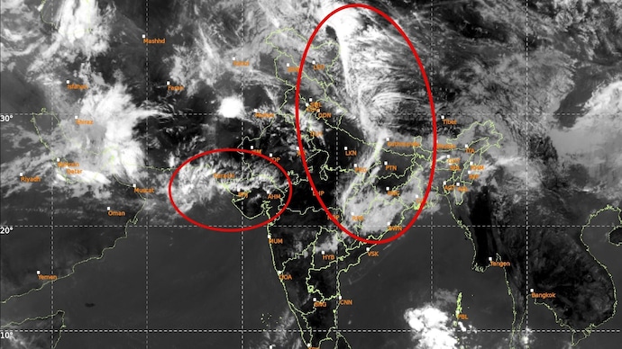 Cloud build up seen over India in satellite image. (Photo: IMD) Satellite cloud buildup