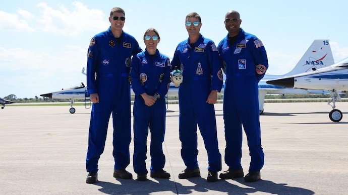 The Artemis-II crew stands with the T-38 Talon jets after landing at the Shuttle Landing Facility, Kennedy Space Center, Florida. (Photo: Nasa) The Artemis-II crew stands with the T-38 Talon jets after landing at the Shuttle Landing Facility, Kennedy Space Center, Florida. (Photo: Nasa)