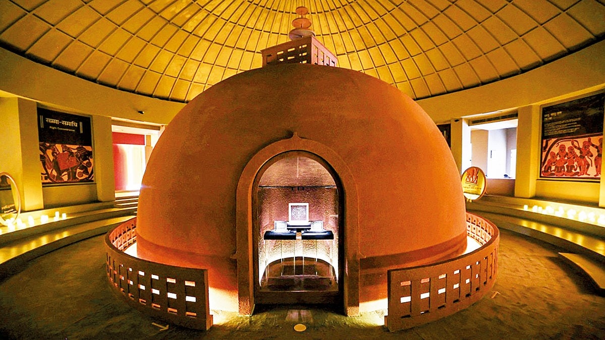 RECLAIMED PAST: A view of the Delhi exhibition showcasing the Piprahwa Buddha relics recently repatriated to India