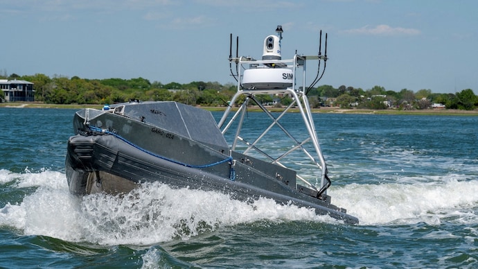 Reuters) Uncrewed drone speedboat