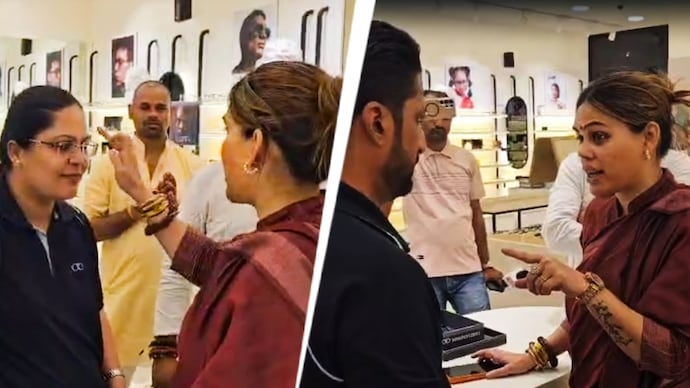 A group, led by BJP Minority Morcha leader Nazia Elahi, confronted staff at a Lenskart store in Mumbai. (Photo: Screengrab/India Today) A group, led by BJP Minority Morcha leader Nazia Elahi, confronted staff at a Lenskart store in Mumbai. (Photo: Screengrab/India Today)
