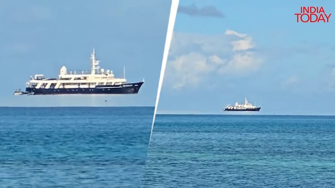 A ship appears suspended above the ocean in a stunning example of a Fata Morgana, a rare atmospheric optical illusion caused by the bending of light through layers of air at sharply different temperatures. (Photo: tiktok@shania.680 via X/@accuweather) A ship appears suspended above the ocean in a stunning example of a Fata Morgana, a rare atmospheric optical illusion caused by the bending of light through layers of air at sharply different temperatures. (Photo: tiktok@shania.680 via X/@accuweather)