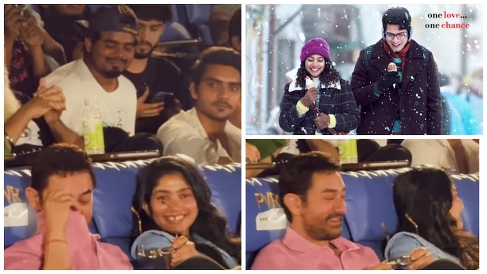 Aamir Khan (left) attended a musical evening called Ek Din Mehfil for Sai Pallavi and Junaid Khan's upcoming film, Ek Din (top right). (Credits: Instagram/Viralbhayani) Aamir Khan cried at an event organized for son Junaid and Sai Pallavi's film Ek Din. Video