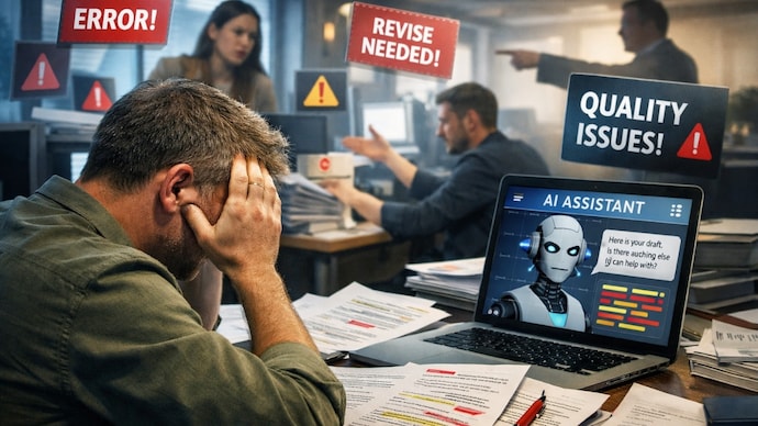 A company forced remaining employees to use AI system, later blamed them for shoddy work. (Image generated using AI) AI