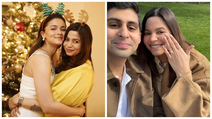Alia Bhatt's sister Shaheen got engaged to fitness instructor Ishaan Mehra.(Credit: Instagram/shaheenb) Alia Bhatt shares emotional post as sister Shaheen is engaged to Ishaan Mehra