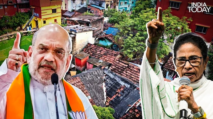 According to the 2011 Census in a city of more that four million residents, 1.49 million people in Kolkata live in slum settlements. (Images: PTI/File) Amit Shah claims Kolkata turned into city of slums under CPI(M) and TMC rule.