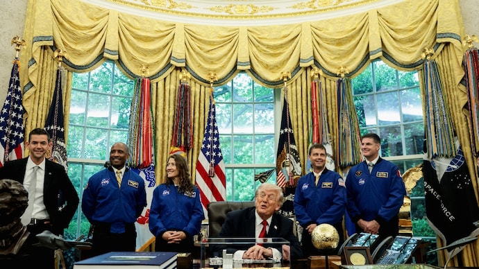 US President Donald Trump meets Artemis II astronauts in the Oval Office at the White House in Washington (Photo- Reuters)