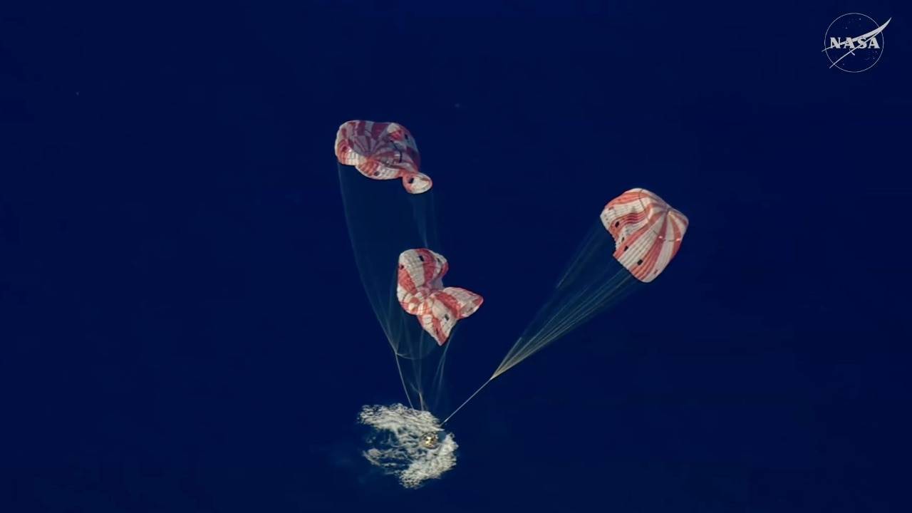 Watch: Moment Artemis-2 splashed down in the Pacific from the Moon