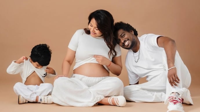 Director Atlee and wife Priya are blessed with a baby girl, their second child. (Photo credit: Instagram/mommyshotsbyamrita) atlee and priya