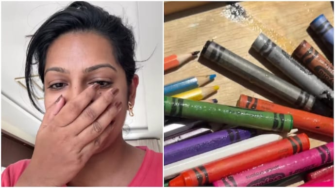 Bengaluru woman stunned as city's heat melts crayons at home (Photos: @geetha_shree_nagaraaj/Instagram) Bengaluru woman stunned as city's heat melts crayons at home