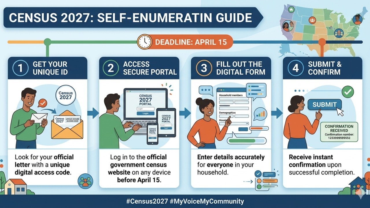 Census 2027 self enumeration process before April 15