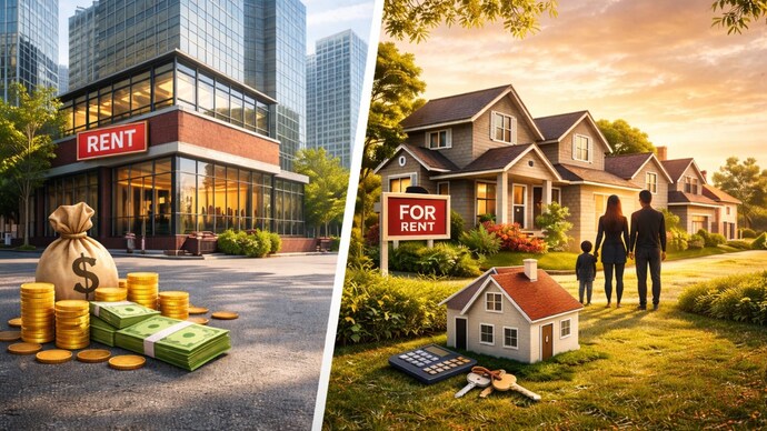 Commercial property yields higher returns of 6-10% but with greater risks.