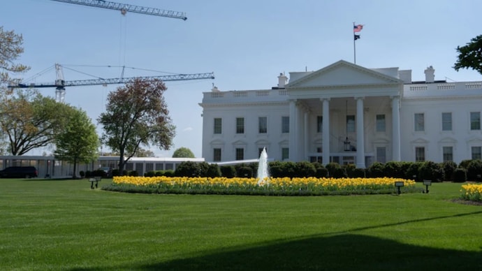 Cranes being used to construct the new White House ballroom are seen around the White House, Saturday, April 4, 2026, in Washington. (AP Photo/Julia Demaree Nikhinson) Cranes being used to construct the new White House ballroom are seen around the White House, Saturday, April 4, 2026, in Washington. (AP Photo/Julia Demaree Nikhinson)