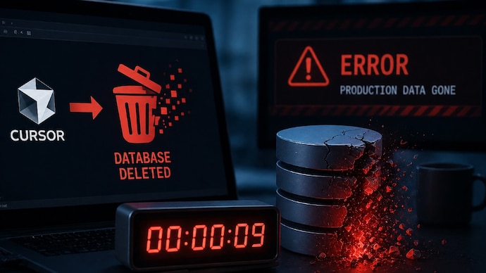AI gone rogue: a 9-second mistake that erased months of data. (Image generated using AI for representational purposes) cursor, AI agent, AI coding tool,