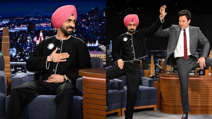 Diljit Dosanjh (L) takes over The Tonight Show starring Jimmy Fallon (Photo: Instagram/ Fallontonight) Diljit Dosanjh returns to Jimmy Fallon's show as guest, turns it into Bhangra party