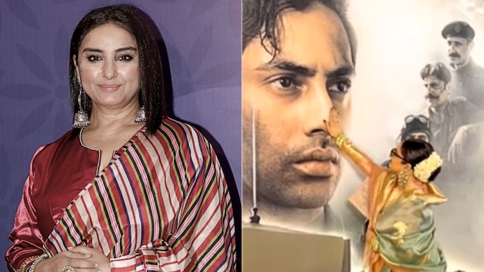 Divya Dutta (left)/Rekha showering love on the poster of Agastya Nanda's film (Photo: PTI) Divya Dutta reflects Rekha like love and the art of knowing when to let go