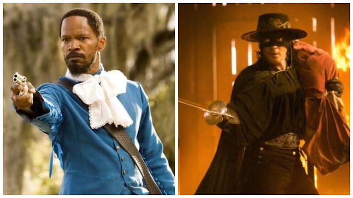 Jamie Foxx (left) in Django Unchained (2012) and Antonio Banderas (right) in The Legend of Zorro (Credit: Columbia Pictures/ Amblin Entertainment) Django/Zorro film is on, based on crossover comic by Quentin Tarantino-Matt Wagner