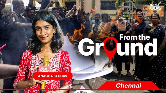 DMK held black flag protests across Tamil Nadu against delimitation. DMK held black flag protests across Tamil Nadu against delimitation.