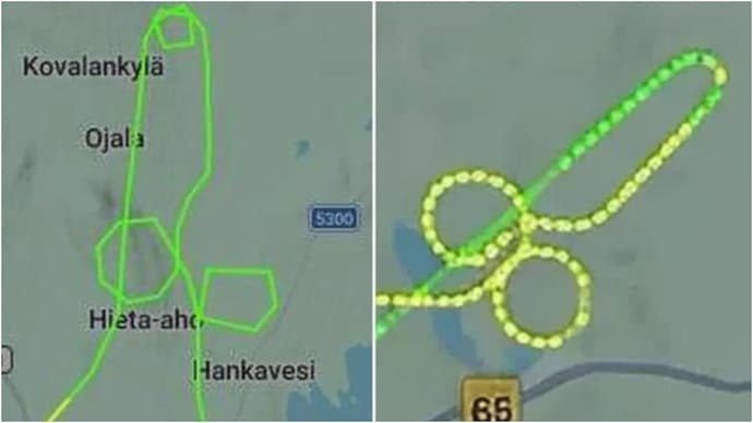 Finnish trainee pilots received disciplinary action after drawing penis-shaped flight patterns. (Photo: X) finland flight