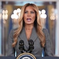 First lady Melania Trump speaks to reporter First lady Melania Trump speaks to reporter