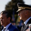 General Randy George, Chief of Staff of the U.S. Army stands next to the U.S. Defense Secretary Pete Hegseth