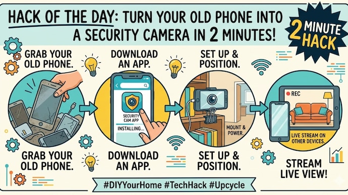 Hack of the Day: Turn your old phone into a security camera in 2 minutes (AI image created) Hack of the Day: Turn your old phone into a security camera in 2 minutes (AI image created)