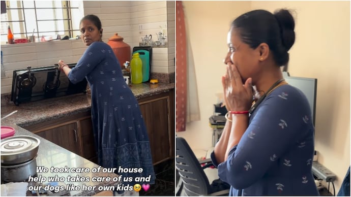 A family surprised their house help with a sweet gift and her reaction was priceless. (Photo: Instagram) househelp