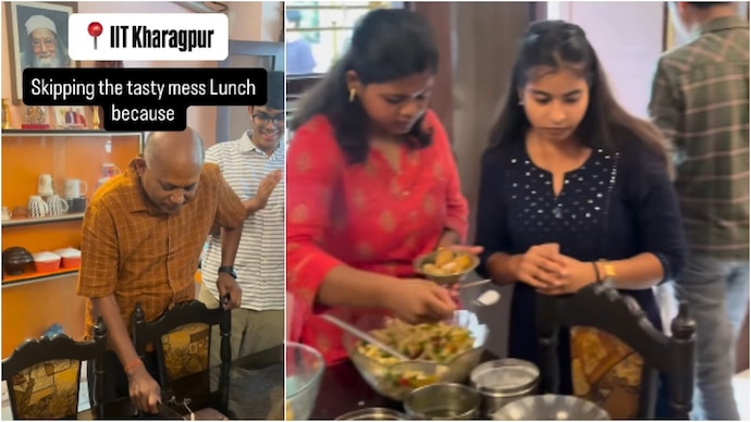 IIT Kharagpur professor’s birthday bash with students at home is peak pookie content (Photos: Priyansh/Instagram) IIT Kharagpur professor birthday bash with students