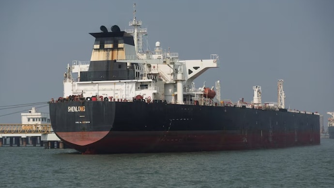 Liberia-flagged oil tanker Shenlong Suezmax at the Mumbai Port after transiting the Strait of Hormuz amid supply disruptions linked to the Iran war on March 12. (Photo: Reuters/File)