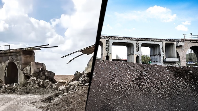 Images released by the Iranian Embassy in Bulgaria show a railway bridge damaged in Israeli airstrikes and after its was repaired. (Images: @IRANinBULGARIA) Iran is rebuilding railways and bridges faster than they can be destroyed.