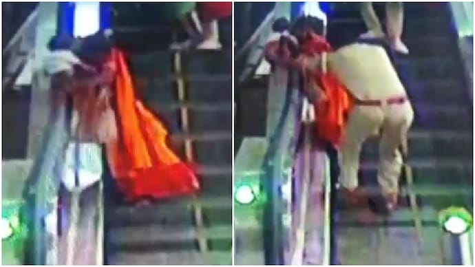 Jaipur cop’s quick action saves woman, child mid-fall on escalator at metro station Jaipur cop’s quick action saves woman, child mid-fall on escalator